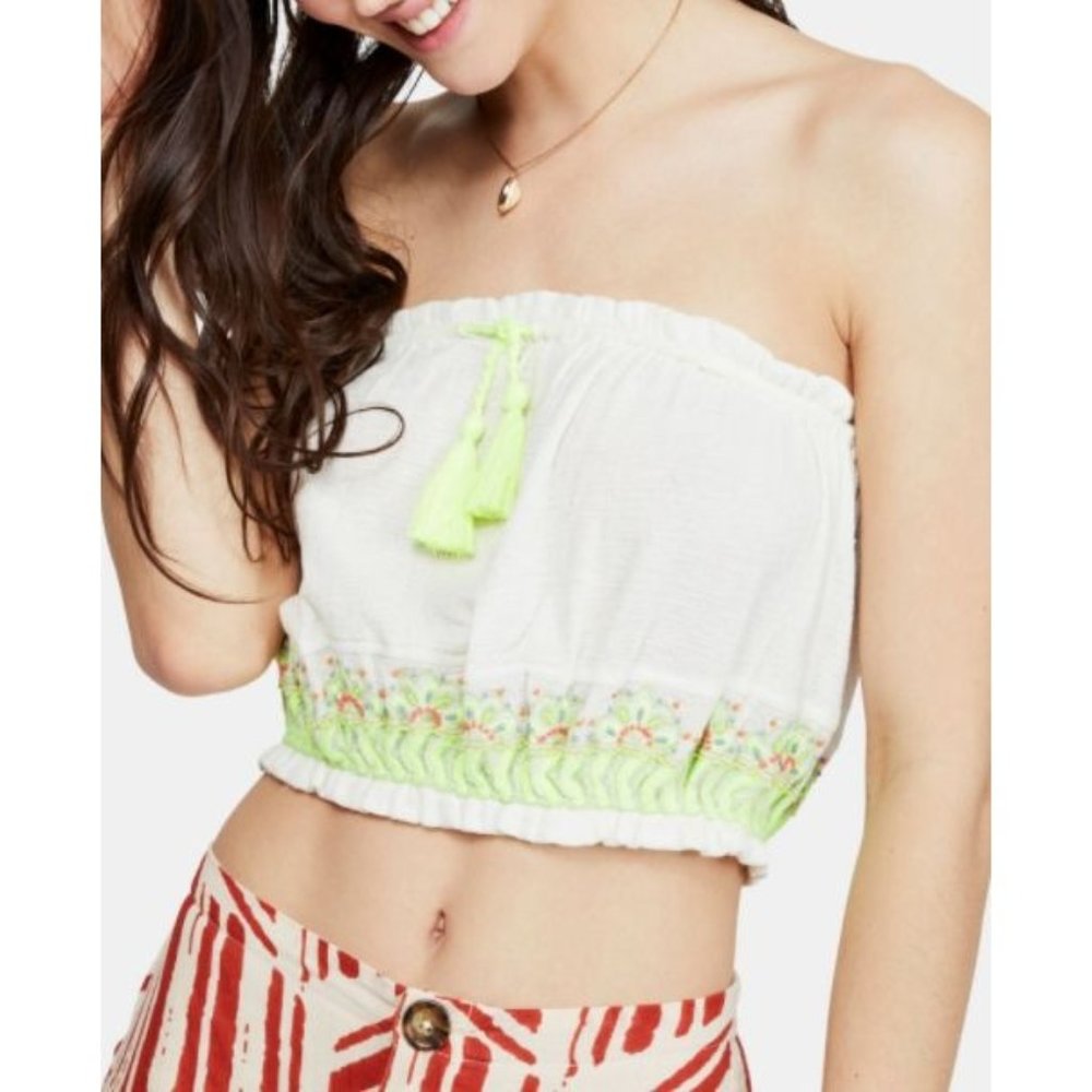 *NEW With TAGS* Free People Women's Ivory Sleeveless Strapless Crop Top Size S